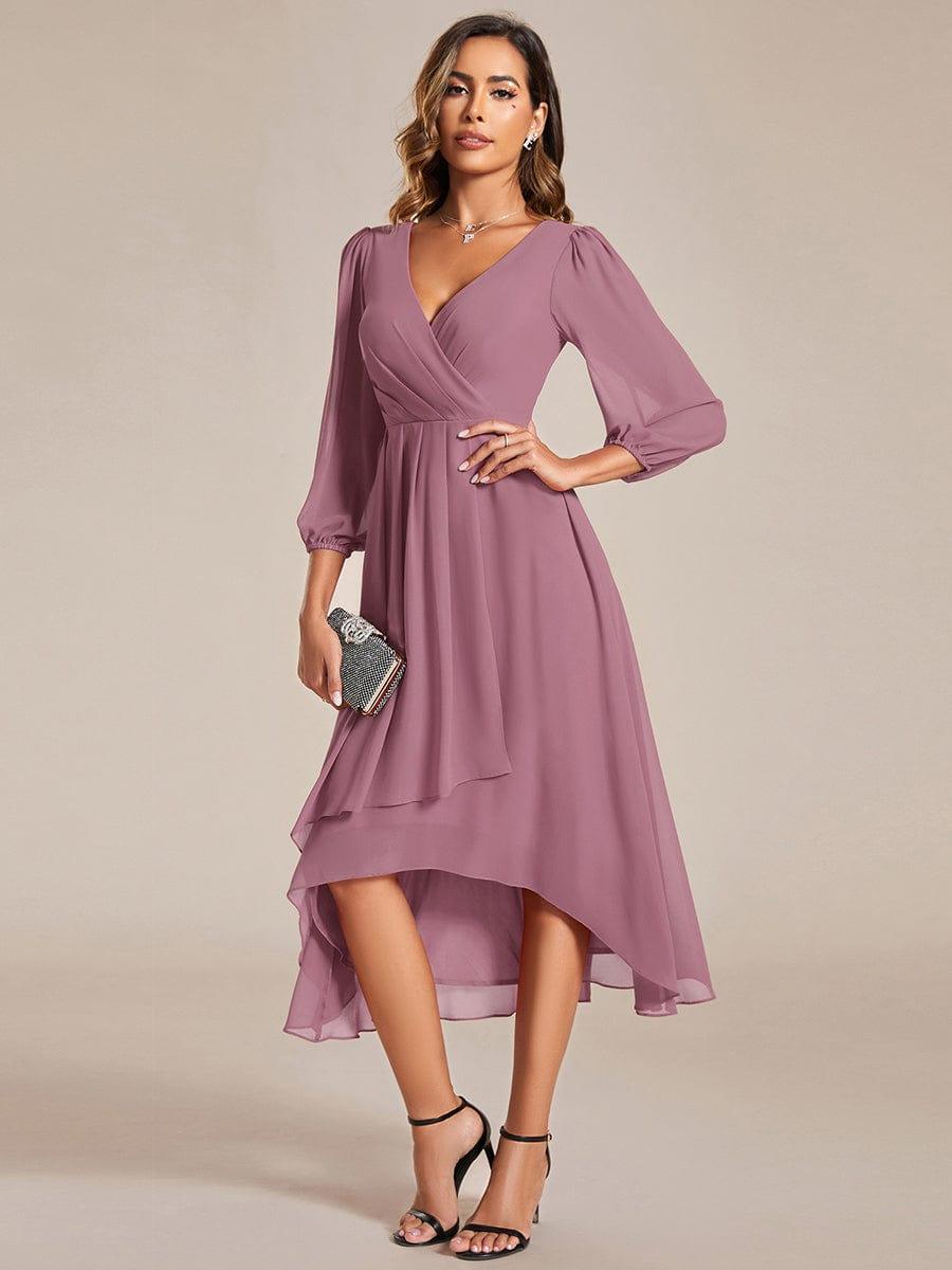 Robe d'invit¨¦ de mariage trap¨¨ze en mousseline fluide ¨¤ encolure ronde et longueur au genou #farbe_Orchid Robe d'invit¨¦ de mariage trap¨¨ze en mousseline fluide ¨¤ encolure ronde et longueur au genou #farbe_Orchid