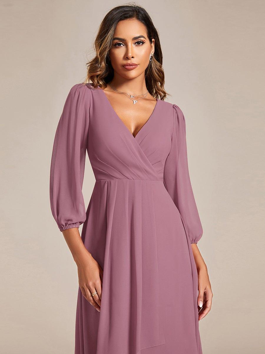 Robe d'invit¨¦ de mariage trap¨¨ze en mousseline fluide ¨¤ encolure ronde et longueur au genou #farbe_Orchid Robe d'invit¨¦ de mariage trap¨¨ze en mousseline fluide ¨¤ encolure ronde et longueur au genou #farbe_Orchid