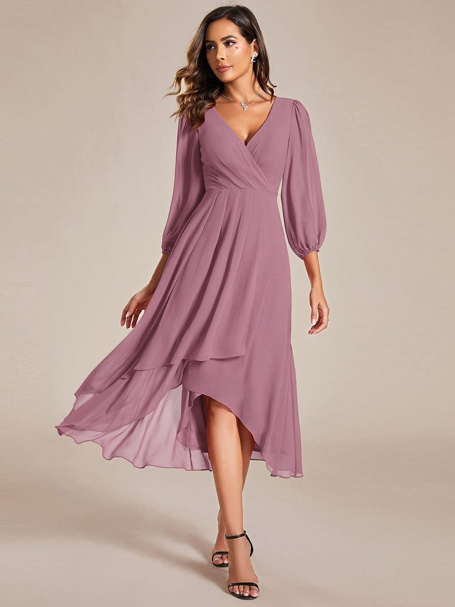 Robe d'invit¨¦ de mariage trap¨¨ze en mousseline fluide ¨¤ encolure ronde et longueur au genou #farbe_Orchid Robe d'invit¨¦ de mariage trap¨¨ze en mousseline fluide ¨¤ encolure ronde et longueur au genou #farbe_Orchid