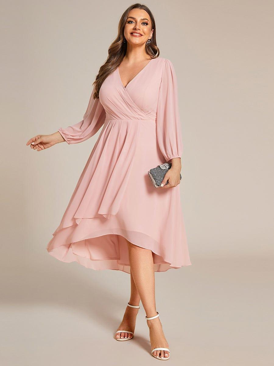 Glitzerndes A-Linien-Abendkleid mit Empire-Taille und langen Laternen?rmeln #farbe_Rosa Glitzerndes A-Linien-Abendkleid mit Empire-Taille und langen Laternen?rmeln #farbe_Rosa