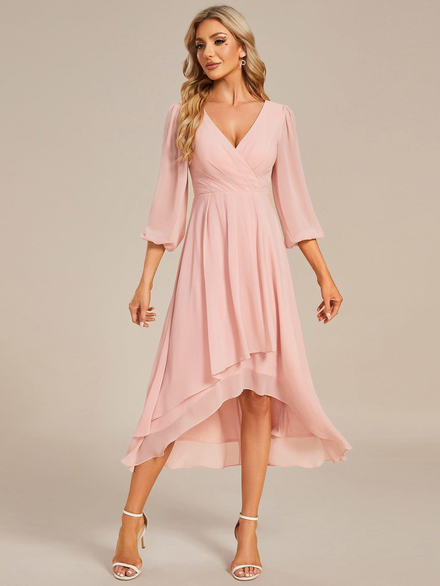 Glitzerndes A-Linien-Abendkleid mit Empire-Taille und langen Laternen?rmeln #farbe_Rosa Glitzerndes A-Linien-Abendkleid mit Empire-Taille und langen Laternen?rmeln #farbe_Rosa