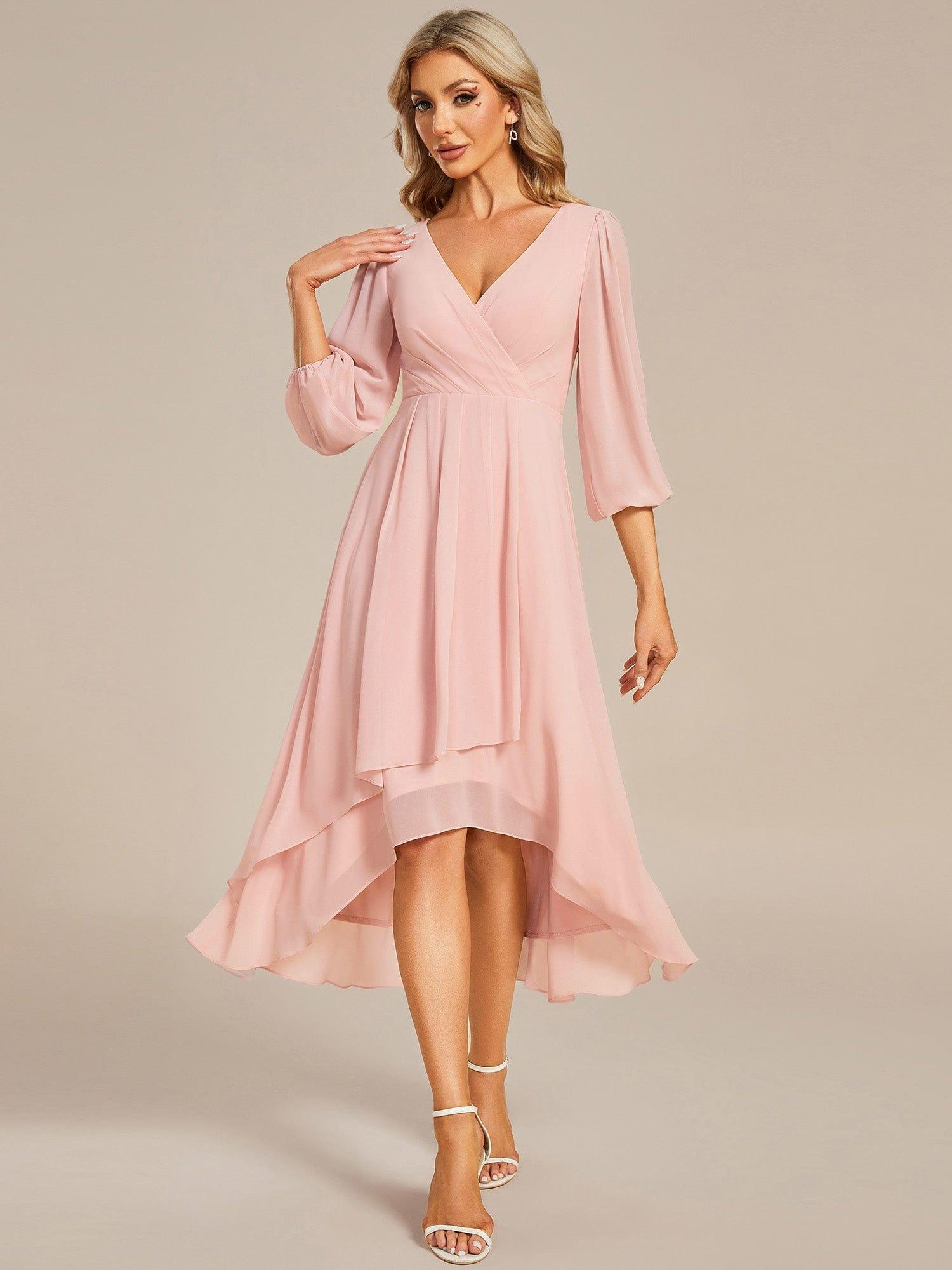 Glitzerndes A-Linien-Abendkleid mit Empire-Taille und langen Laternen?rmeln #farbe_Rosa Glitzerndes A-Linien-Abendkleid mit Empire-Taille und langen Laternen?rmeln #farbe_Rosa
