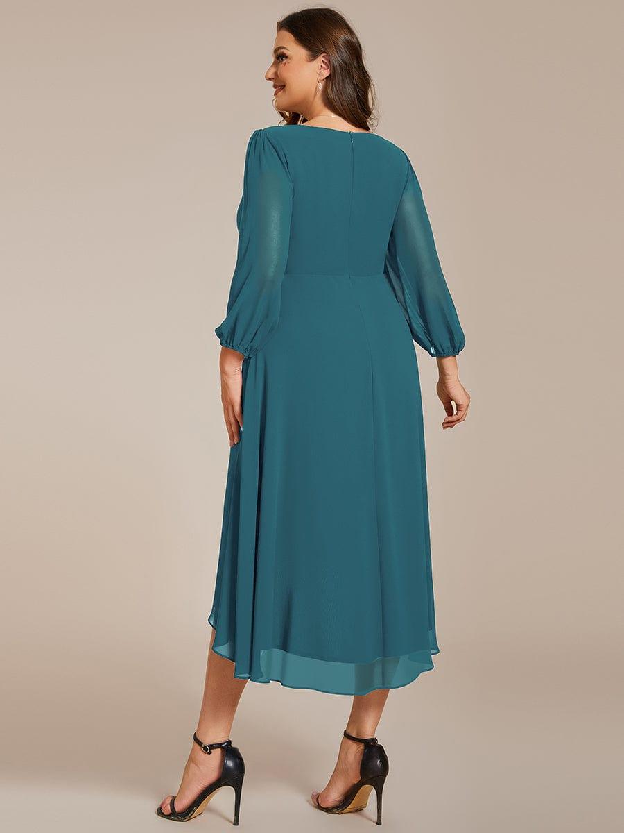 Glitzerndes A-Linien-Abendkleid mit Empire-Taille und langen Laternen?rmeln #farbe_Teal Glitzerndes A-Linien-Abendkleid mit Empire-Taille und langen Laternen?rmeln #farbe_Teal