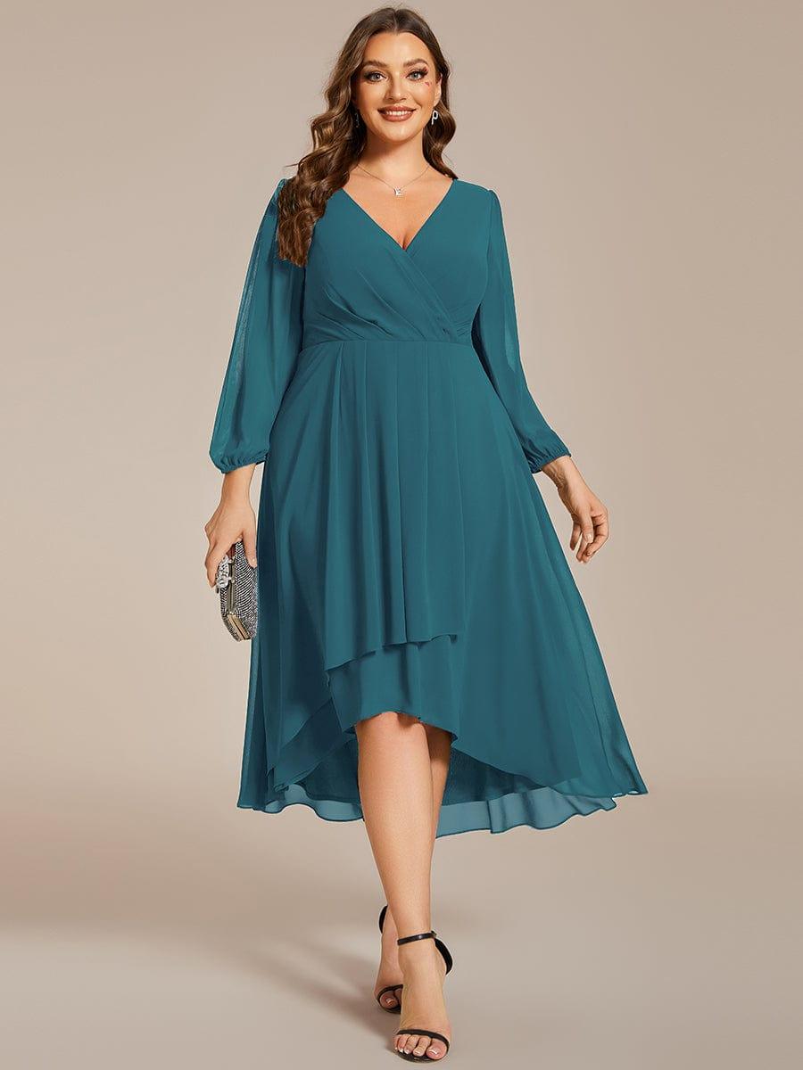 Glitzerndes A-Linien-Abendkleid mit Empire-Taille und langen Laternen?rmeln #farbe_Teal Glitzerndes A-Linien-Abendkleid mit Empire-Taille und langen Laternen?rmeln #farbe_Teal