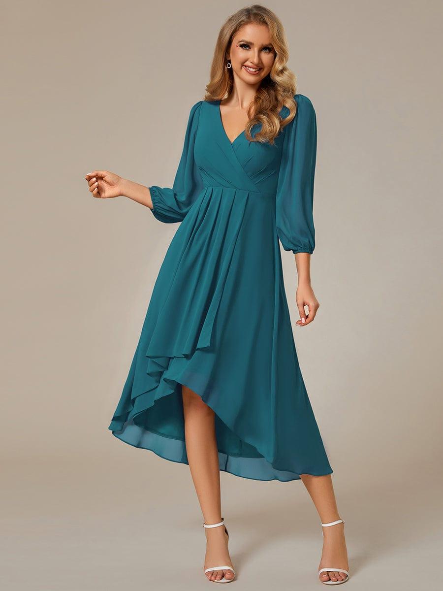 Glitzerndes A-Linien-Abendkleid mit Empire-Taille und langen Laternen?rmeln #farbe_Teal Glitzerndes A-Linien-Abendkleid mit Empire-Taille und langen Laternen?rmeln #farbe_Teal