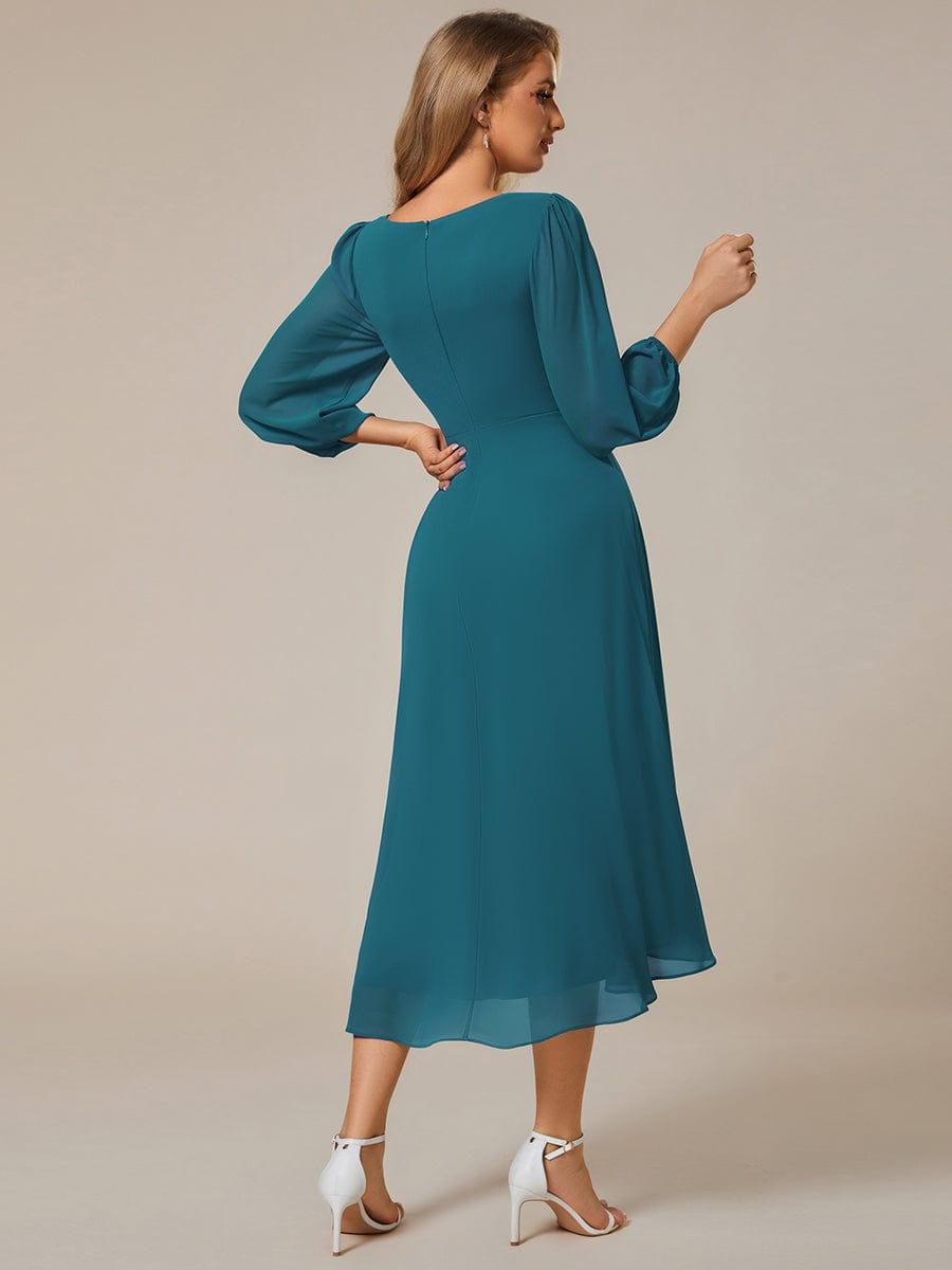 Glitzerndes A-Linien-Abendkleid mit Empire-Taille und langen Laternen?rmeln #farbe_Teal Glitzerndes A-Linien-Abendkleid mit Empire-Taille und langen Laternen?rmeln #farbe_Teal