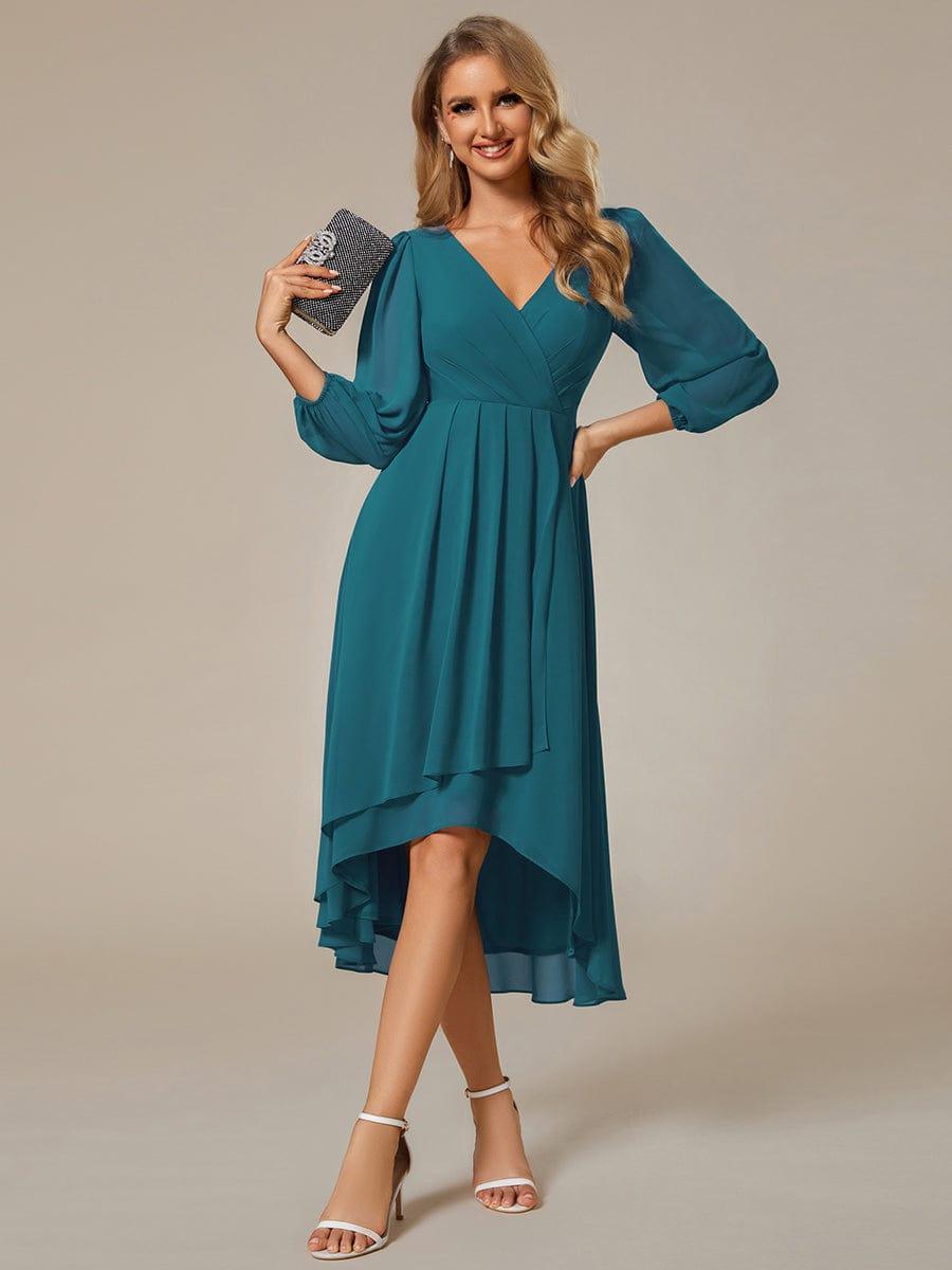 Glitzerndes A-Linien-Abendkleid mit Empire-Taille und langen Laternen?rmeln #farbe_Teal Glitzerndes A-Linien-Abendkleid mit Empire-Taille und langen Laternen?rmeln #farbe_Teal