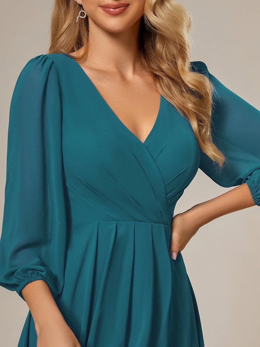 Glitzerndes A-Linien-Abendkleid mit Empire-Taille und langen Laternen?rmeln #farbe_Teal Glitzerndes A-Linien-Abendkleid mit Empire-Taille und langen Laternen?rmeln #farbe_Teal