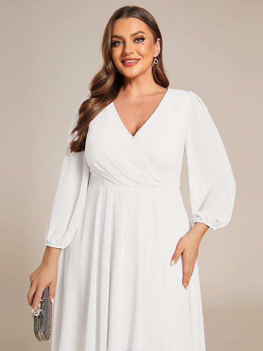Glitzerndes A-Linien-Abendkleid mit Empire-Taille und langen Laternen?rmeln #farbe_Weiss Glitzerndes A-Linien-Abendkleid mit Empire-Taille und langen Laternen?rmeln #farbe_Weiss