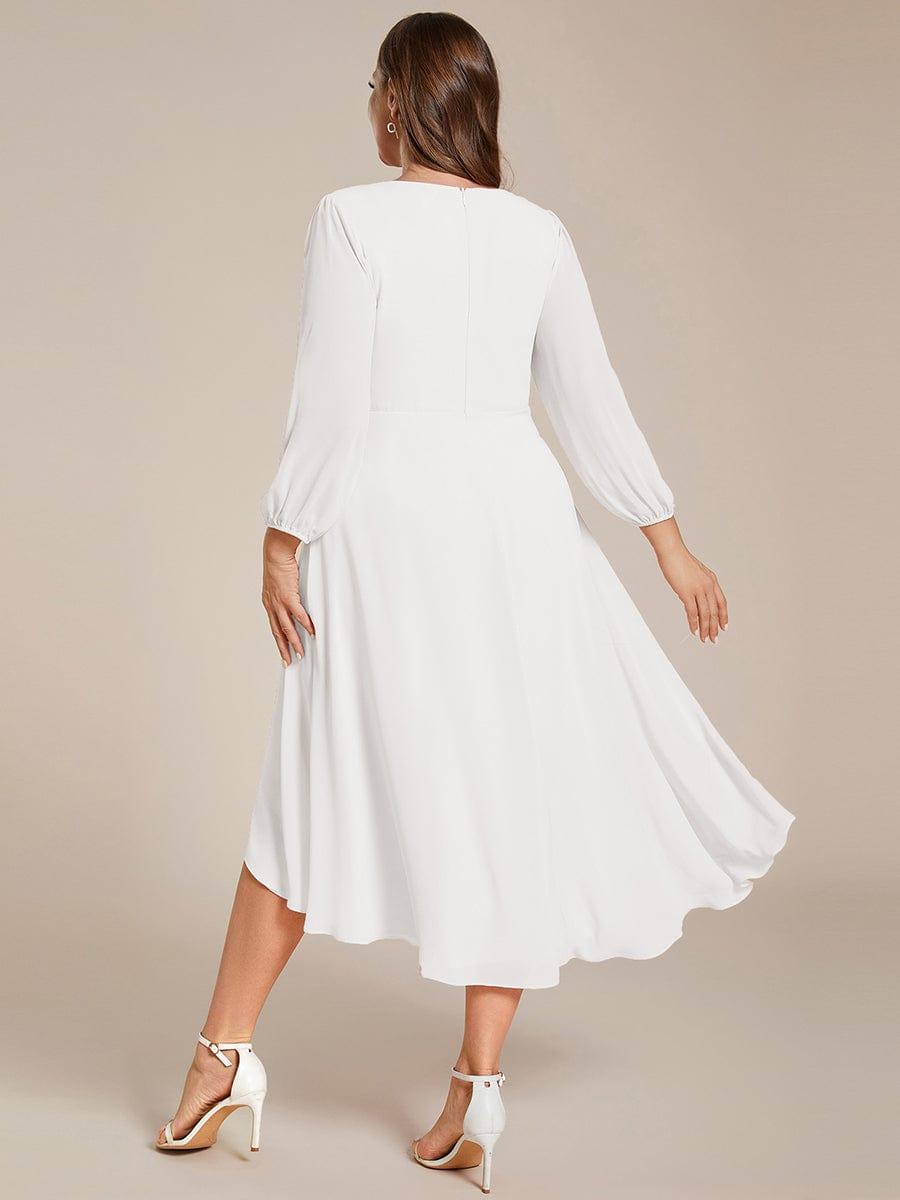 Glitzerndes A-Linien-Abendkleid mit Empire-Taille und langen Laternen?rmeln #farbe_Weiss Glitzerndes A-Linien-Abendkleid mit Empire-Taille und langen Laternen?rmeln #farbe_Weiss