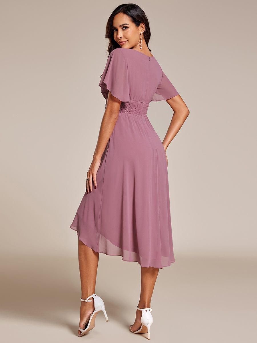 Robe d'invit¨¦ de mariage trap¨¨ze en mousseline fluide ¨¤ encolure ronde et longueur au genou #farbe_Orchid Robe d'invit¨¦ de mariage trap¨¨ze en mousseline fluide ¨¤ encolure ronde et longueur au genou #farbe_Orchid