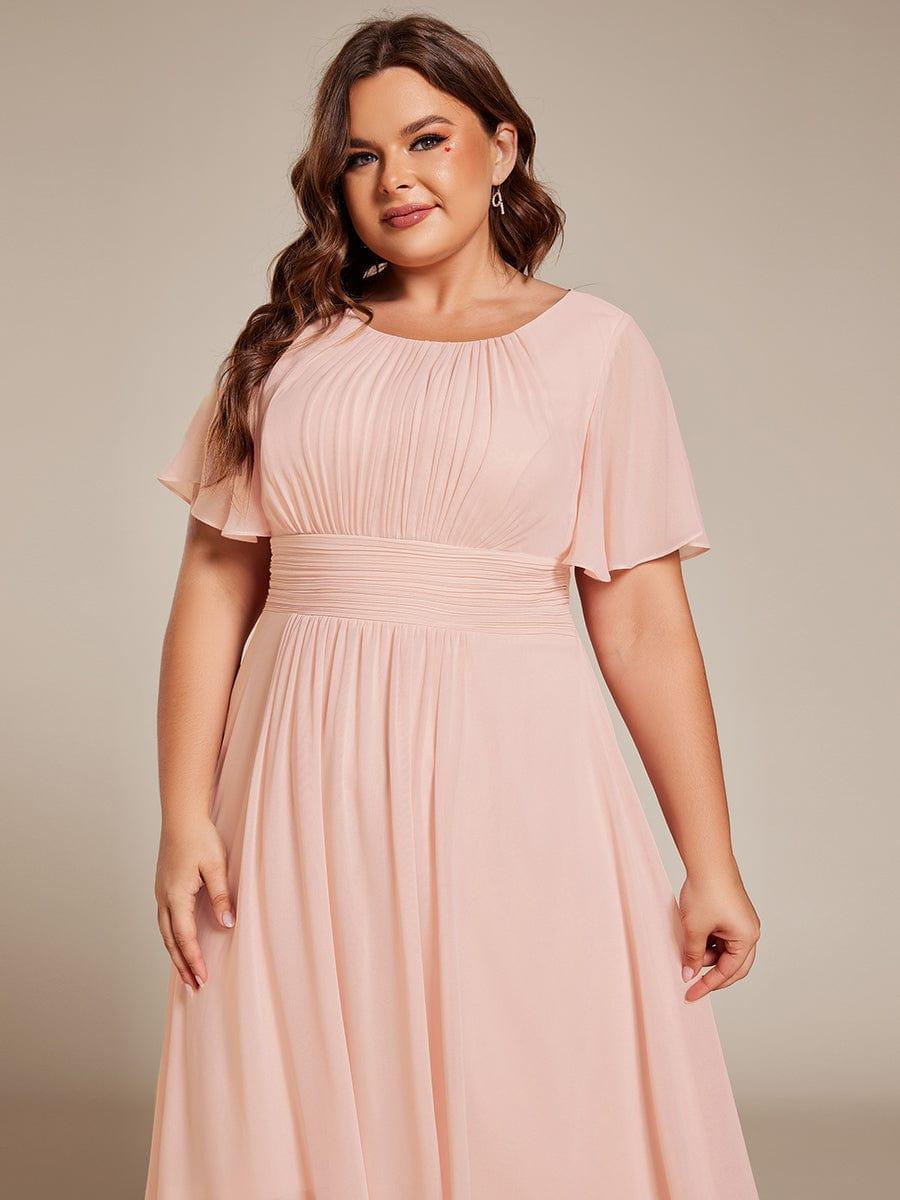 Robe d'invit¨¦ de mariage trap¨¨ze en mousseline fluide ¨¤ encolure ronde et longueur au genou #farbe_Rosa Robe d'invit¨¦ de mariage trap¨¨ze en mousseline fluide ¨¤ encolure ronde et longueur au genou #farbe_Rosa
