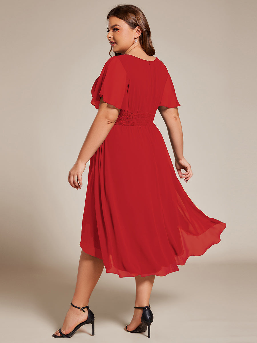 Glitzerndes A-Linien-Abendkleid mit Empire-Taille und langen Laternen?rmeln #farbe_Rot Glitzerndes A-Linien-Abendkleid mit Empire-Taille und langen Laternen?rmeln #farbe_Rot