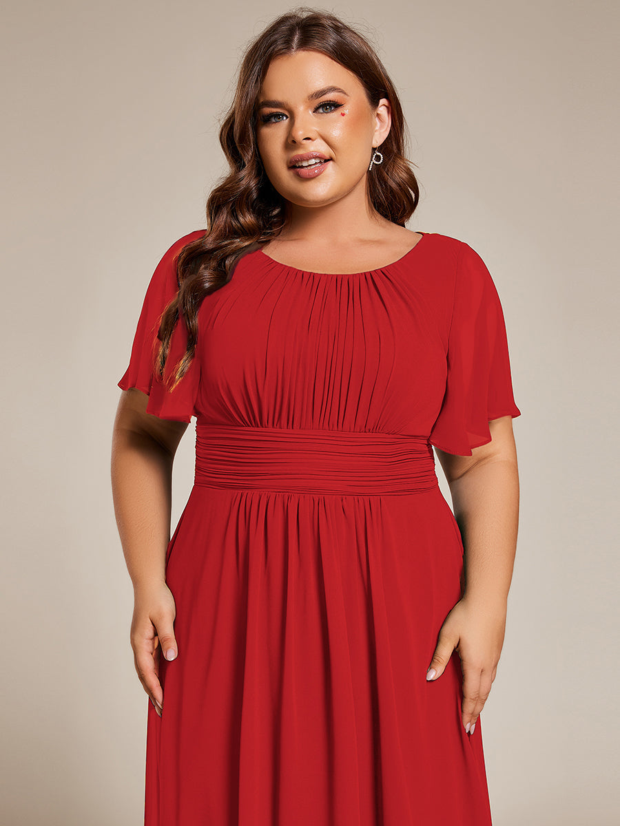Glitzerndes A-Linien-Abendkleid mit Empire-Taille und langen Laternen?rmeln #farbe_Rot Glitzerndes A-Linien-Abendkleid mit Empire-Taille und langen Laternen?rmeln #farbe_Rot