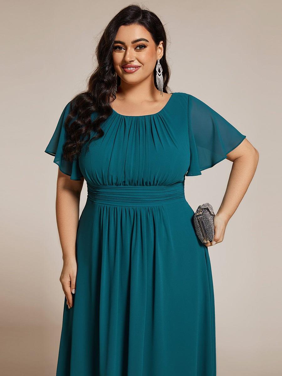 Glitzerndes A-Linien-Abendkleid mit Empire-Taille und langen Laternen?rmeln #farbe_Teal Glitzerndes A-Linien-Abendkleid mit Empire-Taille und langen Laternen?rmeln #farbe_Teal