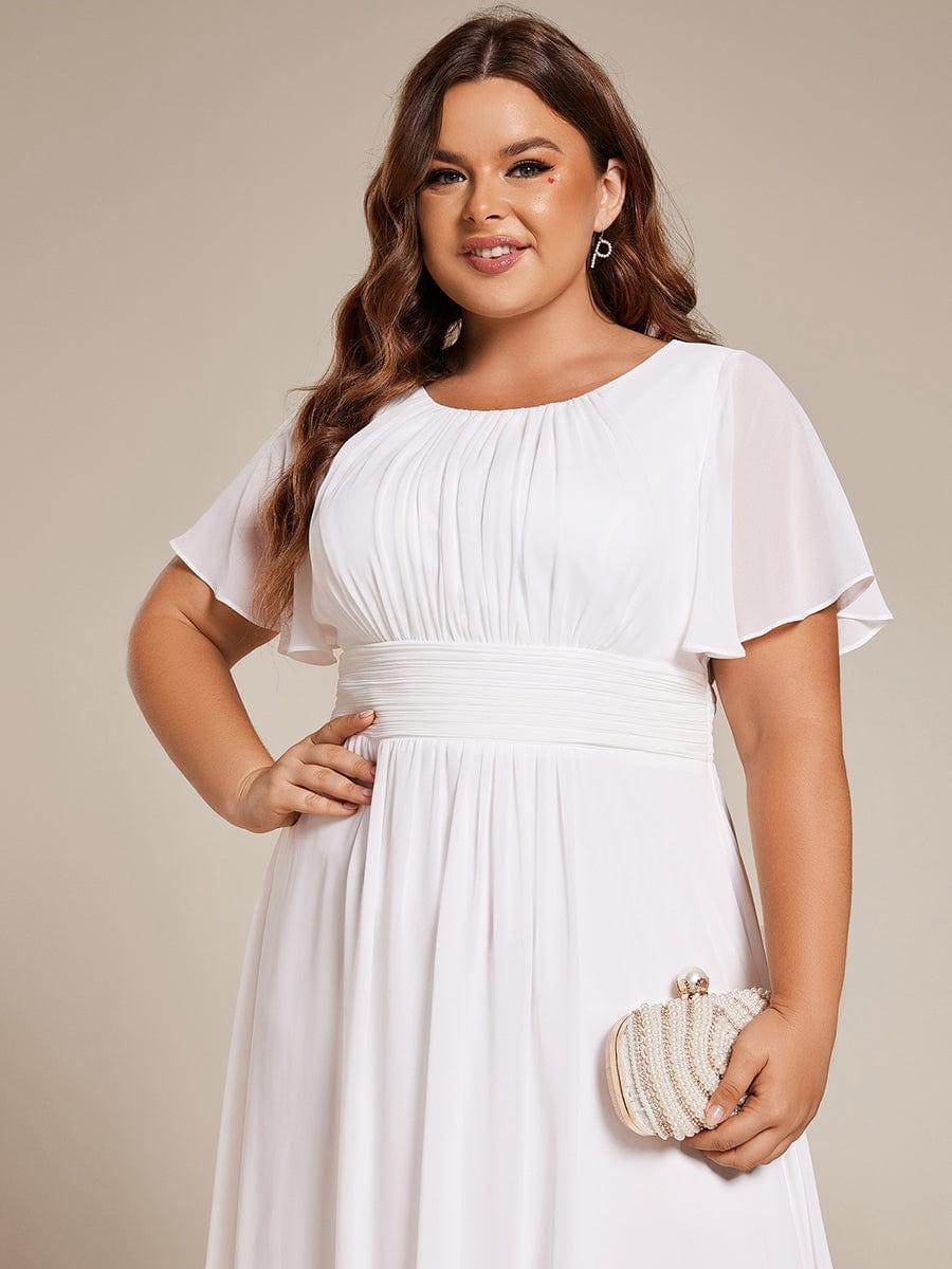 Robe d'invit¨¦ de mariage trap¨¨ze en mousseline fluide ¨¤ encolure ronde et longueur au genou #farbe_Weiss Robe d'invit¨¦ de mariage trap¨¨ze en mousseline fluide ¨¤ encolure ronde et longueur au genou #farbe_Weiss