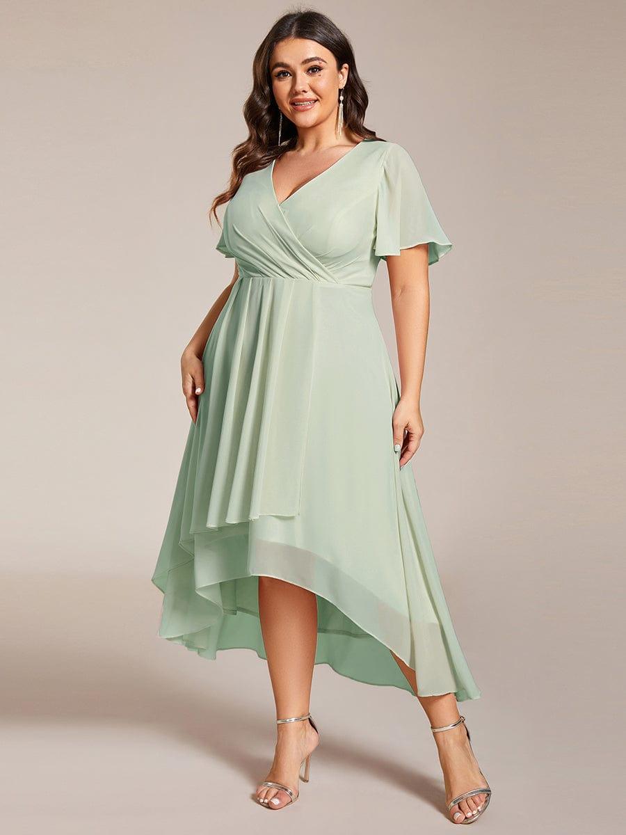Funkelndes Abendkleid in A-Linie mit Empire-Taille und langen ?rmeln #farbe_Mint Gruen