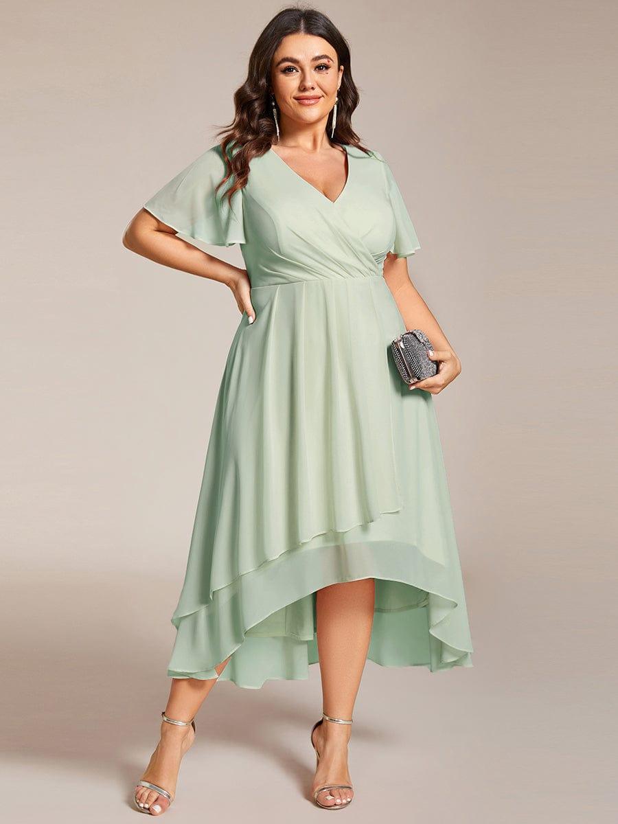 Funkelndes Abendkleid in A-Linie mit Empire-Taille und langen ?rmeln #farbe_Mint Gruen