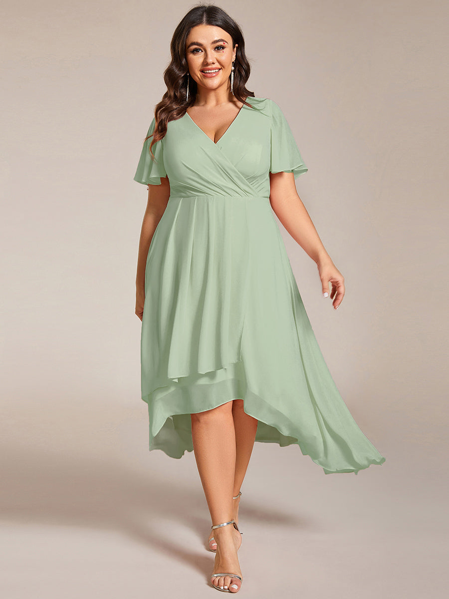 Funkelndes Abendkleid in A-Linie mit Empire-Taille und langen ?rmeln #farbe_Mintgrün
