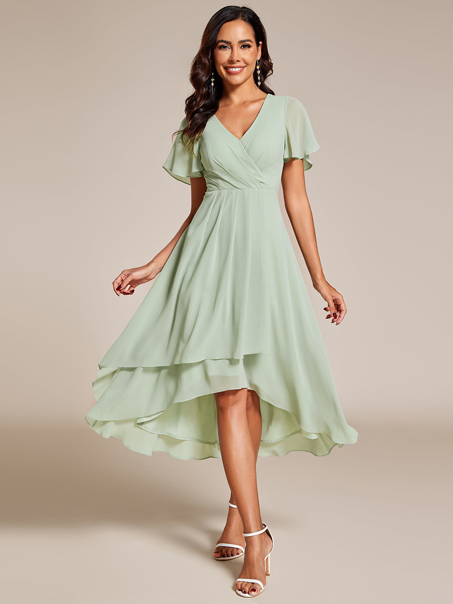 Funkelndes Abendkleid in A-Linie mit Empire-Taille und langen ?rmeln #farbe_Mintgrün