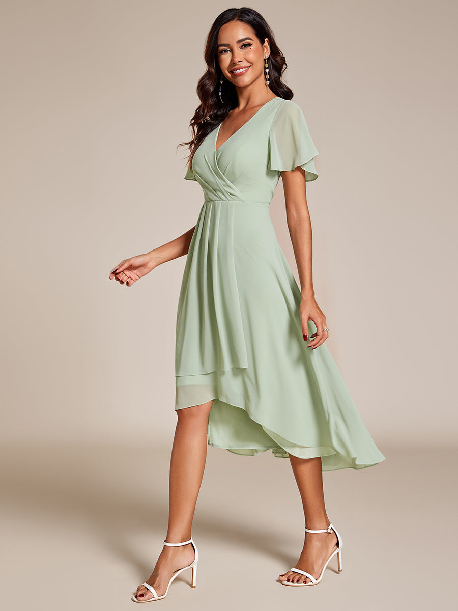 Funkelndes Abendkleid in A-Linie mit Empire-Taille und langen ?rmeln #farbe_Mintgrün