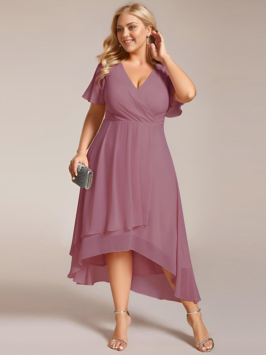 Funkelndes Abendkleid in A-Linie mit Empire-Taille und langen ?rmeln #farbe_Orchid