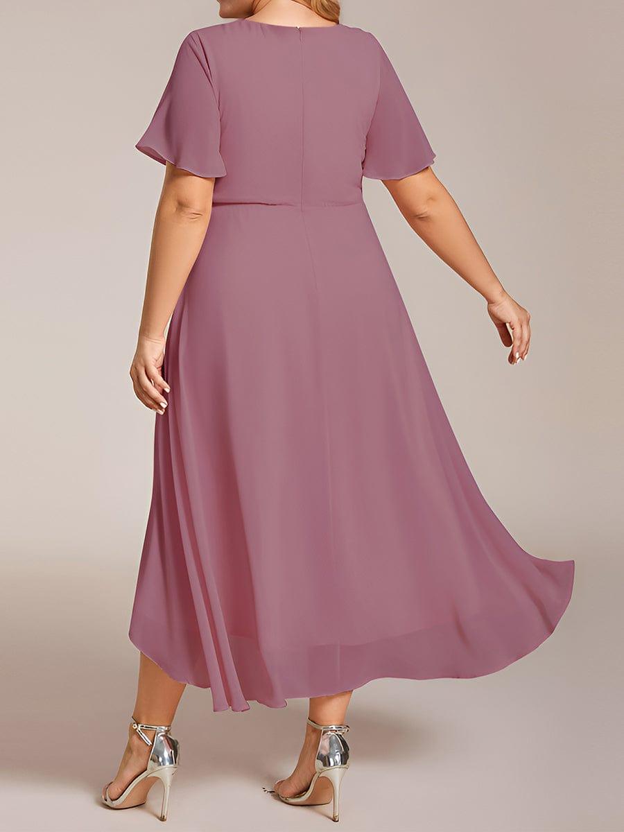 Funkelndes Abendkleid in A-Linie mit Empire-Taille und langen ?rmeln #farbe_Orchid