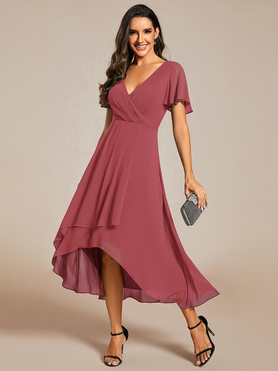 Funkelndes Abendkleid in A-Linie mit Empire-Taille und langen ?rmeln #farbe_Beige-Braun