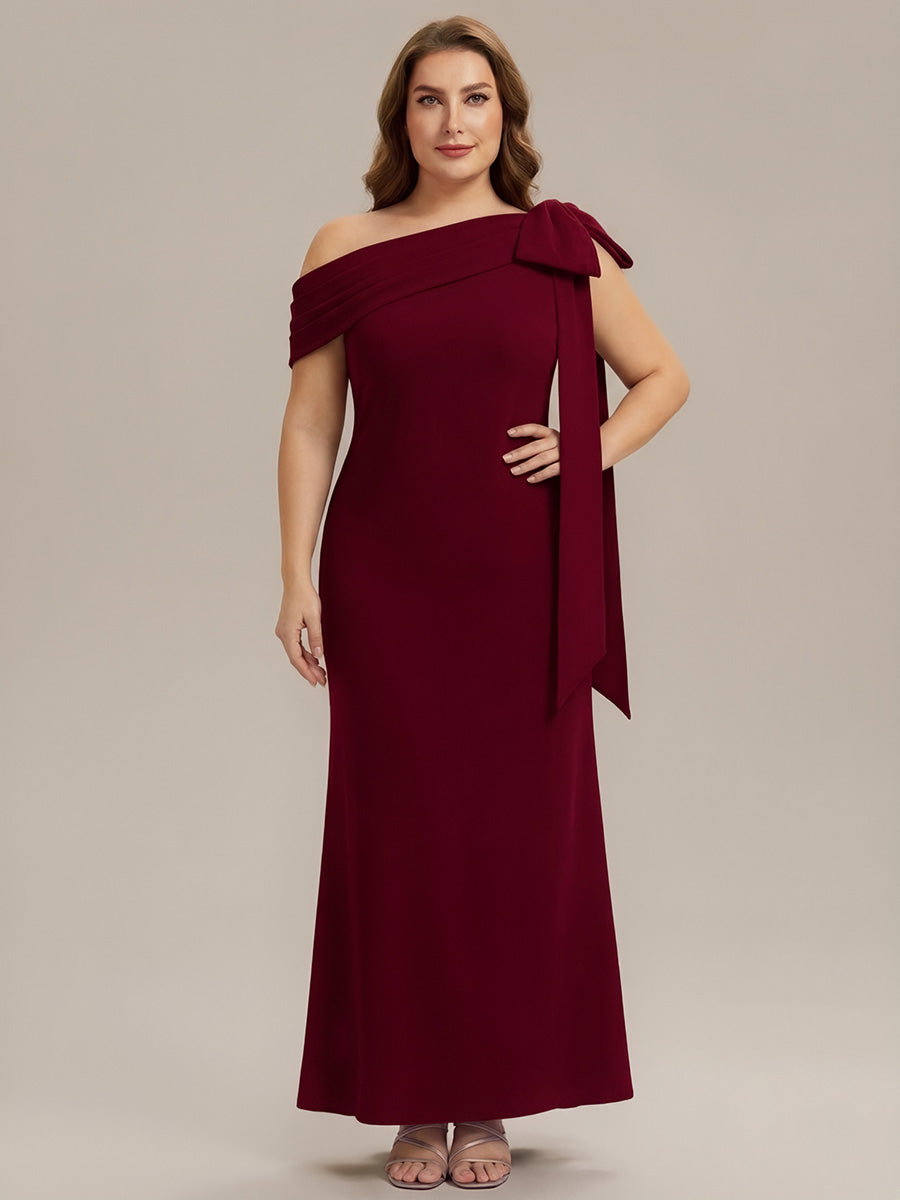 Maxikleid Ohne Träger Sheath Schnitt Strickstoff Schleifendetail Raffung Design Kleid #Farbe_Dunkelrot