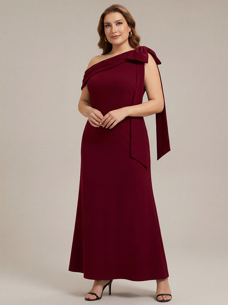 Maxikleid Ohne Träger Sheath Schnitt Strickstoff Schleifendetail Raffung Design Kleid #Farbe_Dunkelrot