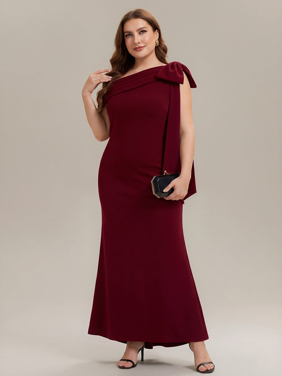 Maxikleid Ohne Träger Sheath Schnitt Strickstoff Schleifendetail Raffung Design Kleid #Farbe_Dunkelrot