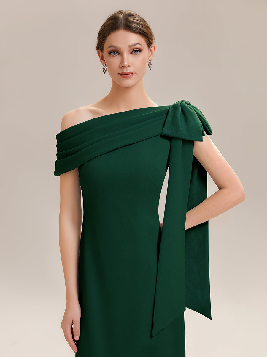 Maxikleid Ohne Träger Sheath Schnitt Strickstoff Schleifendetail Raffung Design Kleid #Farbe_Dunkelgrün