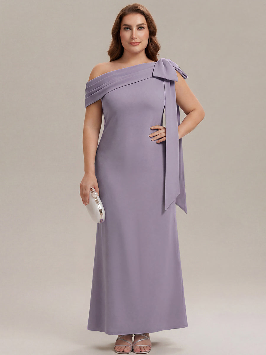 Maxikleid Ohne Träger Sheath Schnitt Strickstoff Schleifendetail Raffung Design Kleid #Farbe_Mattflieder