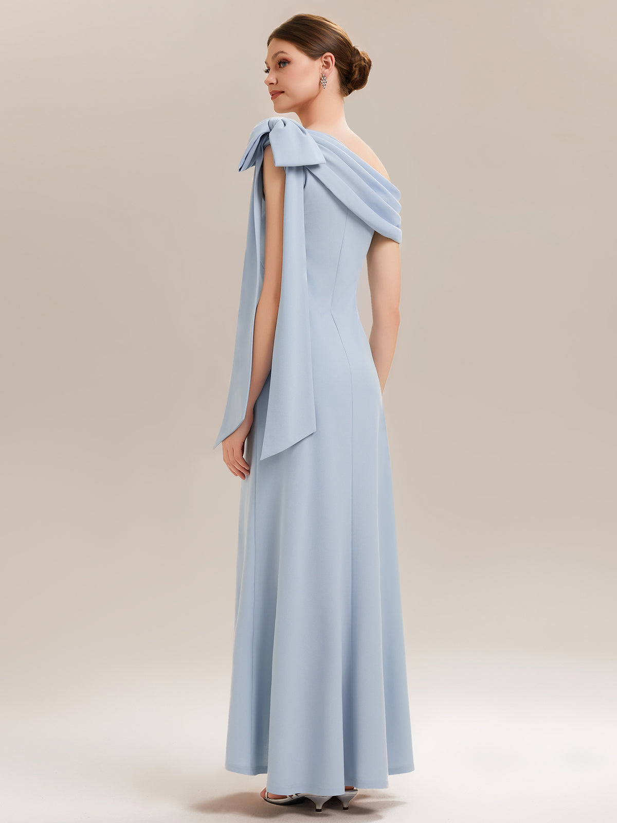 Maxikleid Ohne Träger Sheath Schnitt Strickstoff Schleifendetail Raffung Design Kleid #Farbe_Eisblau