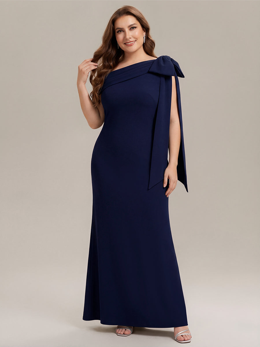 Maxikleid Ohne Träger Sheath Schnitt Strickstoff Schleifendetail Raffung Design Kleid #Farbe_Marineblau