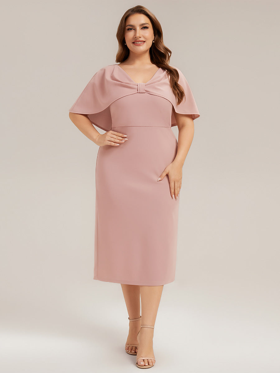 Crepe-Kleid mit Schalärmeln und V-Ausschnitt für Hochzeitsgäste hochzeitsgastkleid #Farbe_Altrosa