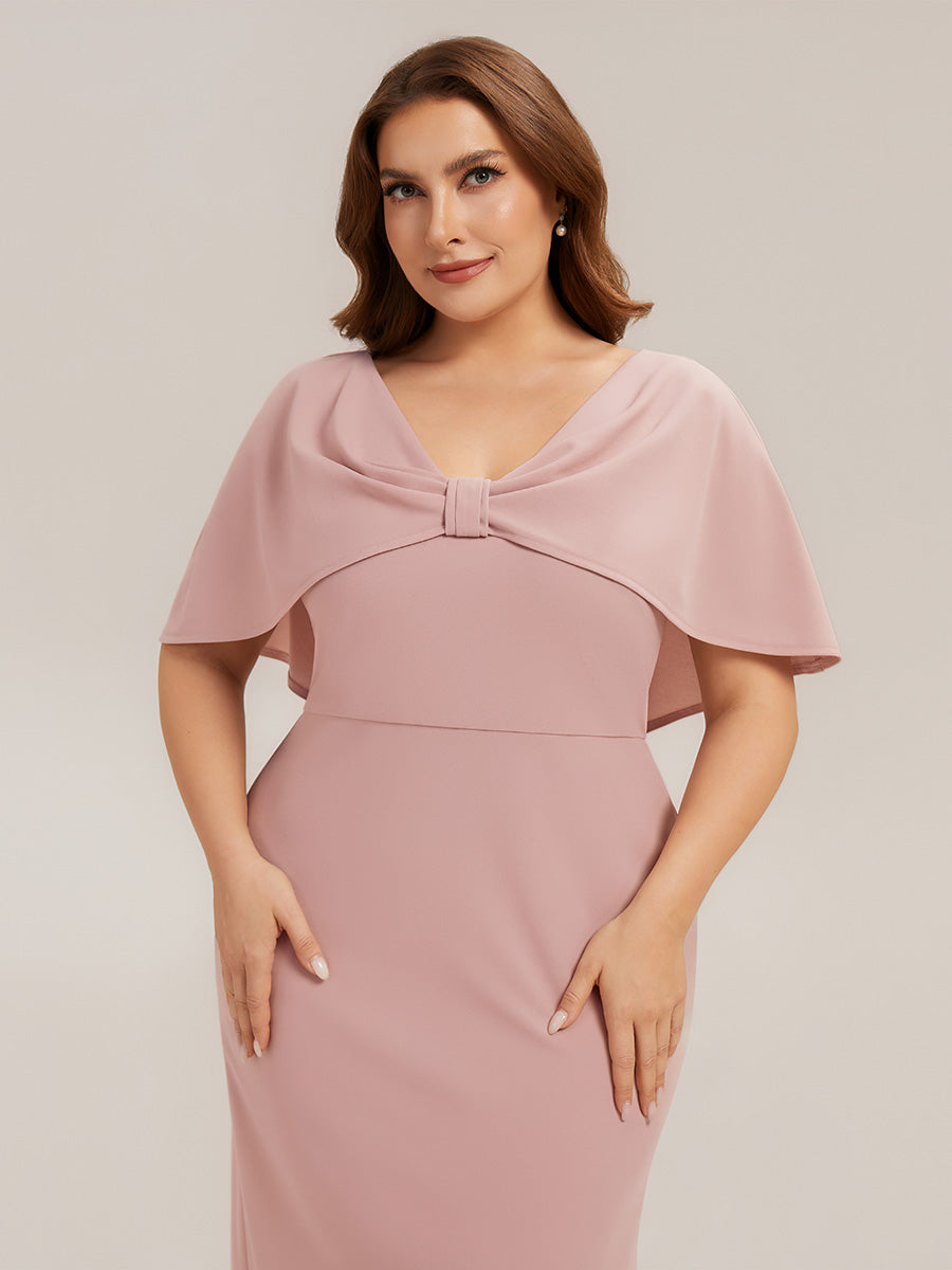 Crepe-Kleid mit Schalärmeln und V-Ausschnitt für Hochzeitsgäste hochzeitsgastkleid #Farbe_Altrosa