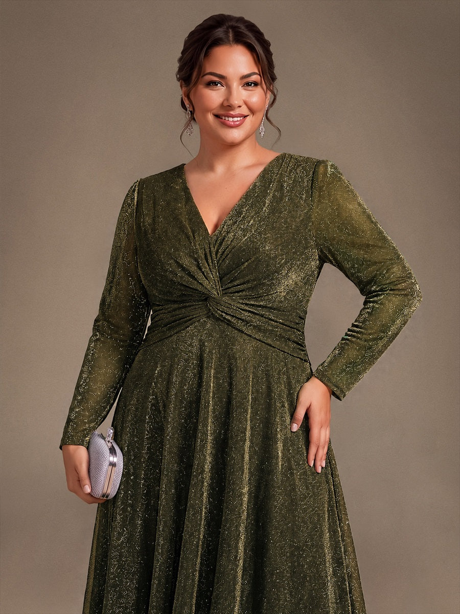 Tea Länge A Linie Kleid Mit Überkreuztem Ausschnitt Aus Lurex Netzstoff Perfekt Für Binden #Farbe_Goldmetallic