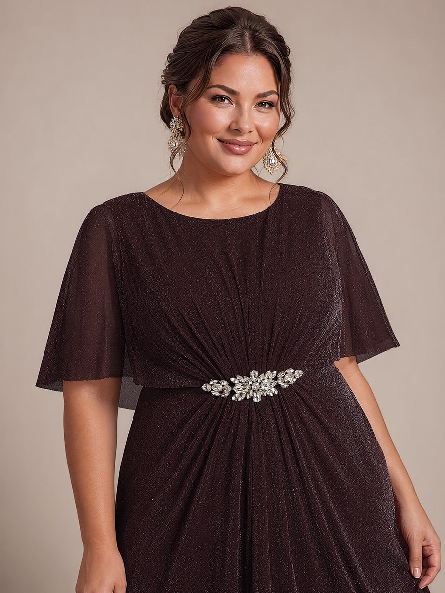 Bodenlang mit A-Linie, Cape-Ärmel, und brautmutterkleid #Farbe_Mahagonibraun