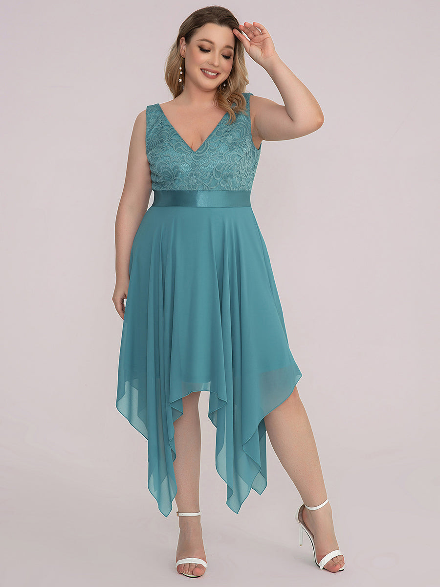 V-Ausschnitt Atemberaubende Spitze Ballkleider 00207 #farbe_Hellpetrol