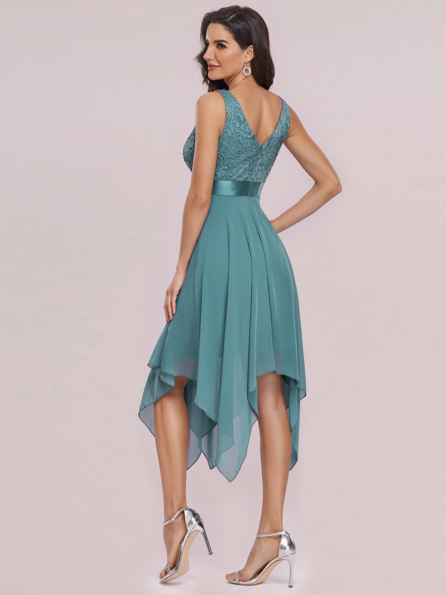 V-Ausschnitt Atemberaubende Spitze Ballkleider 00207 #farbe_Hellpetrol