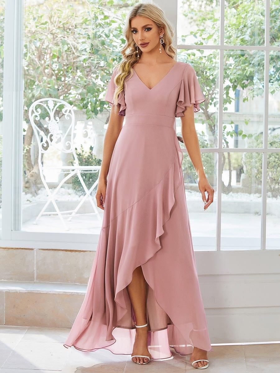 Glitzerndes A-Linien-Abendkleid mit Empire-Taille und langen Laternen?rmeln #farbe_Dusty Rose