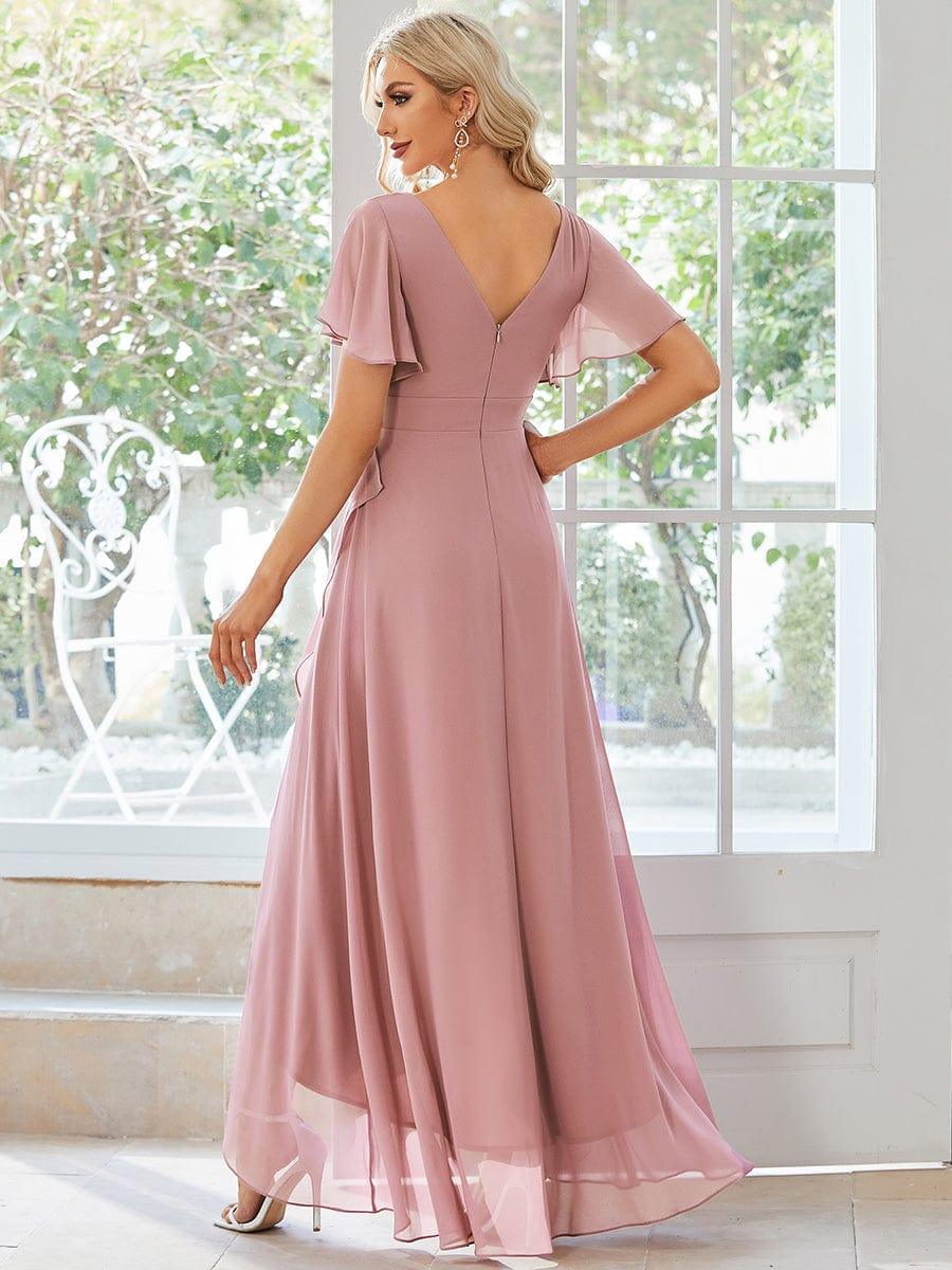 Glitzerndes A-Linien-Abendkleid mit Empire-Taille und langen Laternen?rmeln #farbe_Dusty Rose