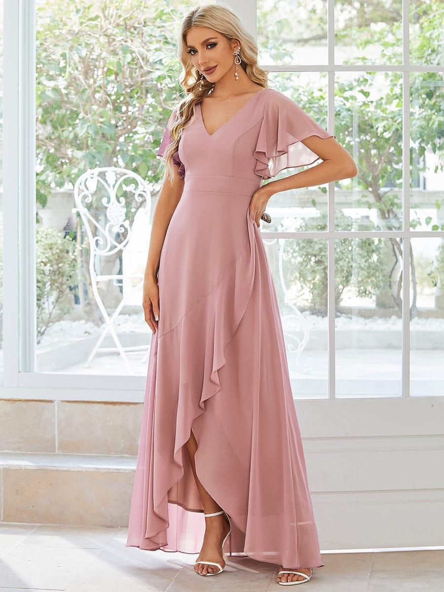 Glitzerndes A-Linien-Abendkleid mit Empire-Taille und langen Laternen?rmeln #farbe_Dusty Rose