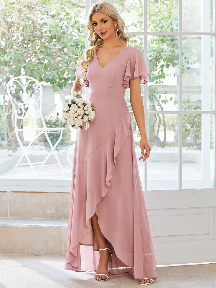 Glitzerndes A-Linien-Abendkleid mit Empire-Taille und langen Laternen?rmeln #farbe_Dusty Rose