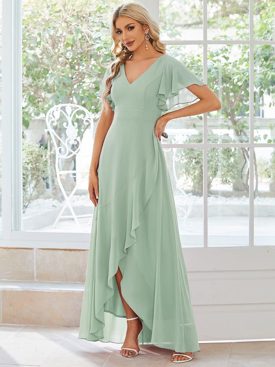 Glitzerndes A-Linien-Abendkleid mit Empire-Taille und langen Laternen?rmeln #farbe_Mint Gruen