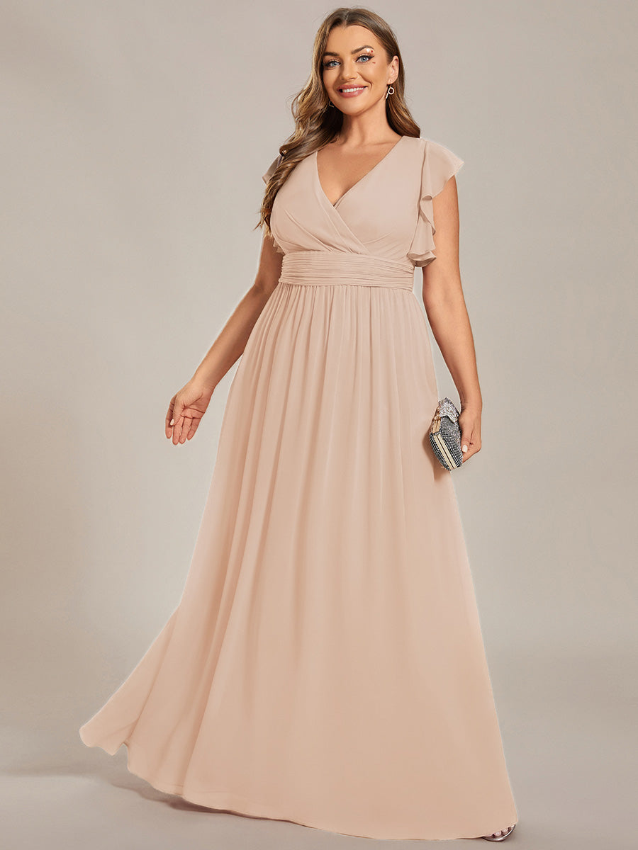 Funkelndes Abendkleid in A-Linie mit Empire-Taille und langen ?rmeln #Farbe_Blush-Rosa