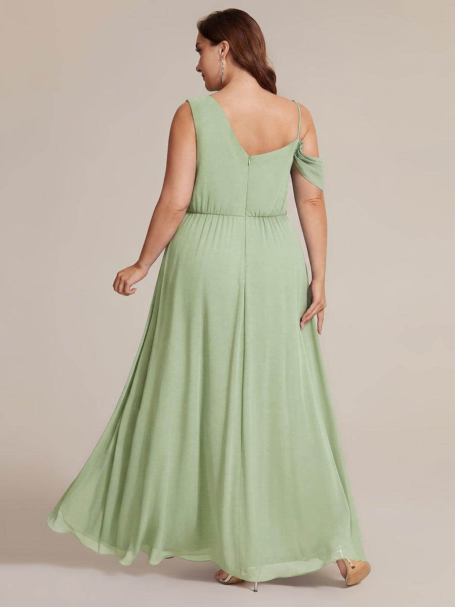 Bodenlanger Asymmetrischer A-Linien Chiffonkleid Mit Pailletten Hohem Schlitz Cowl Neck Kleid #Farbe_Mintgrün