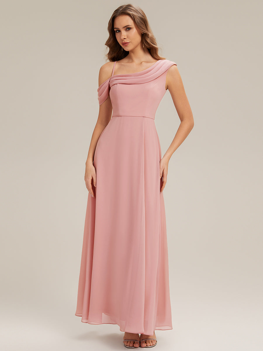 Maxi Asymmetrisches A-Linien Chiffon Kleid Mit Schlitz Detail #Farbe_Altrosa