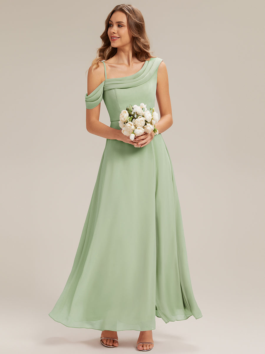 Maxi Asymmetrisches A-Linien Chiffon Kleid Mit Schlitz Detail #Farbe_Mintgrün